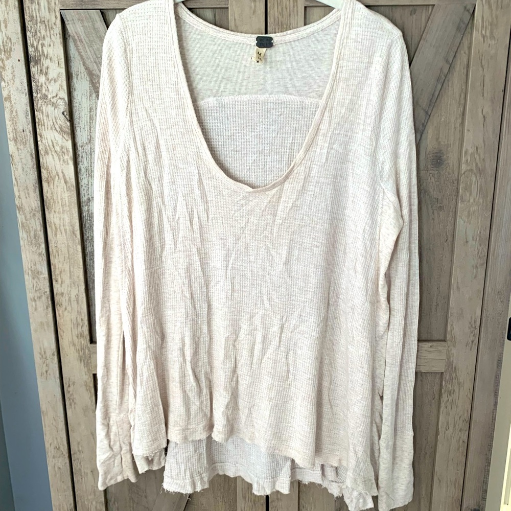 Free people cream waffle shirt